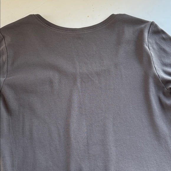 EILEEN FISHER Organic Cotton Top Sz Medium Crewneck T Shirt Cap Sleeve Gray - Picture 5 of 11